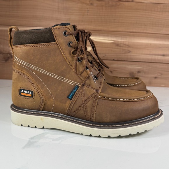 Ariat Rebar Wedge Distressed Brown Moc Toe 6" Waterproof  Work Boot Women's 9 B - Picture 6 of 16